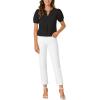 imageLYANER Womens Dressy Casual Summer Tops V Neck Pleated Short Sleeve Blouses Loose Work Tunic ShirtsBlack