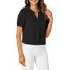 imageLYANER Womens Dressy Casual Summer Tops V Neck Pleated Short Sleeve Blouses Loose Work Tunic ShirtsBlack