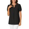imageLYANER Womens Dressy Casual Summer Tops V Neck Pleated Short Sleeve Blouses Loose Work Tunic ShirtsBlack