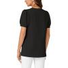 imageLYANER Womens Dressy Casual Summer Tops V Neck Pleated Short Sleeve Blouses Loose Work Tunic ShirtsBlack
