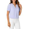 imageLYANER Womens Dressy Casual Summer Tops V Neck Pleated Short Sleeve Blouses Loose Work Tunic ShirtsLight Blue