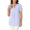 imageLYANER Womens Dressy Casual Summer Tops V Neck Pleated Short Sleeve Blouses Loose Work Tunic ShirtsLight Blue