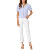 imageLYANER Womens Dressy Casual Summer Tops V Neck Pleated Short Sleeve Blouses Loose Work Tunic ShirtsLight Blue