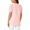 imageLYANER Womens Dressy Casual Summer Tops V Neck Pleated Short Sleeve Blouses Loose Work Tunic ShirtsLight Pink