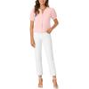 imageLYANER Womens Dressy Casual Summer Tops V Neck Pleated Short Sleeve Blouses Loose Work Tunic ShirtsLight Pink