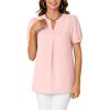 imageLYANER Womens Dressy Casual Summer Tops V Neck Pleated Short Sleeve Blouses Loose Work Tunic ShirtsLight Pink