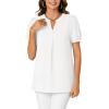 imageLYANER Womens Dressy Casual Summer Tops V Neck Pleated Short Sleeve Blouses Loose Work Tunic ShirtsWhite