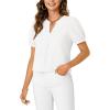 imageLYANER Womens Dressy Casual Summer Tops V Neck Pleated Short Sleeve Blouses Loose Work Tunic ShirtsWhite