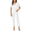 imageLYANER Womens Dressy Casual Summer Tops V Neck Pleated Short Sleeve Blouses Loose Work Tunic ShirtsWhite