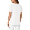 imageLYANER Womens Dressy Casual Summer Tops V Neck Pleated Short Sleeve Blouses Loose Work Tunic ShirtsWhite