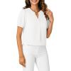 imageLYANER Womens Dressy Casual Summer Tops V Neck Pleated Short Sleeve Blouses Loose Work Tunic ShirtsWhite