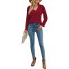 imageLYANER Womens Elegant Lace V Neck Lined Long Sleeve Tunic Blouse Shirt TopBurgundy