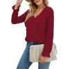 imageLYANER Womens Elegant Lace V Neck Lined Long Sleeve Tunic Blouse Shirt TopBurgundy