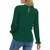 imageLYANER Womens Elegant Lace V Neck Lined Long Sleeve Tunic Blouse Shirt TopDark Green