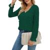 imageLYANER Womens Elegant Lace V Neck Lined Long Sleeve Tunic Blouse Shirt TopDark Green