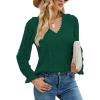 imageLYANER Womens Elegant Lace V Neck Lined Long Sleeve Tunic Blouse Shirt TopDark Green