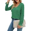 imageLYANER Womens Elegant Lace V Neck Lined Long Sleeve Tunic Blouse Shirt TopGreen