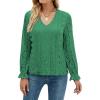 imageLYANER Womens Elegant Lace V Neck Lined Long Sleeve Tunic Blouse Shirt TopGreen