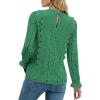 imageLYANER Womens Elegant Lace V Neck Lined Long Sleeve Tunic Blouse Shirt TopGreen