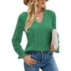imageLYANER Womens Elegant Lace V Neck Lined Long Sleeve Tunic Blouse Shirt TopGreen
