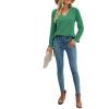 imageLYANER Womens Elegant Lace V Neck Lined Long Sleeve Tunic Blouse Shirt TopGreen
