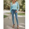 imageLYANER Womens Elegant Lace V Neck Lined Long Sleeve Tunic Blouse Shirt TopLight Blue