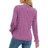 imageLYANER Womens Elegant Lace V Neck Lined Long Sleeve Tunic Blouse Shirt TopLight Purple