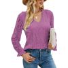 imageLYANER Womens Elegant Lace V Neck Lined Long Sleeve Tunic Blouse Shirt TopLight Purple