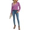 imageLYANER Womens Elegant Lace V Neck Lined Long Sleeve Tunic Blouse Shirt TopLight Purple