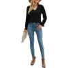 imageLYANER Womens Elegant Lace V Neck Lined Long Sleeve Tunic Blouse Shirt TopPure Black