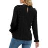 imageLYANER Womens Elegant Lace V Neck Lined Long Sleeve Tunic Blouse Shirt TopPure Black