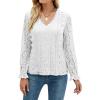 imageLYANER Womens Elegant Lace V Neck Lined Long Sleeve Tunic Blouse Shirt TopPure White