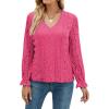 imageLYANER Womens Elegant Lace V Neck Lined Long Sleeve Tunic Blouse Shirt TopRose