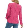 imageLYANER Womens Elegant Lace V Neck Lined Long Sleeve Tunic Blouse Shirt TopRose