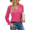 imageLYANER Womens Elegant Lace V Neck Lined Long Sleeve Tunic Blouse Shirt TopRose