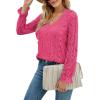 imageLYANER Womens Elegant Lace V Neck Lined Long Sleeve Tunic Blouse Shirt TopRose