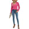 imageLYANER Womens Elegant Lace V Neck Lined Long Sleeve Tunic Blouse Shirt TopRose