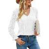 imageLYANER Womens Elegant Lace V Neck Lined Long Sleeve Tunic Blouse Shirt TopSolid White