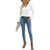 imageLYANER Womens Elegant Lace V Neck Lined Long Sleeve Tunic Blouse Shirt TopSolid White