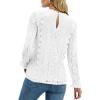 imageLYANER Womens Elegant Lace V Neck Lined Long Sleeve Tunic Blouse Shirt TopSolid White