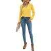 imageLYANER Womens Elegant Lace V Neck Lined Long Sleeve Tunic Blouse Shirt TopYellow