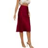 imageLYANER Womens Satin Silk High Waist Side Zipper Up Ruffle Hem Flared Midi SkirtBurgundy