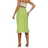 imageLYANER Womens Satin Silk High Waist Side Zipper Up Ruffle Hem Flared Midi SkirtLight Green