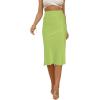 imageLYANER Womens Satin Silk High Waist Side Zipper Up Ruffle Hem Flared Midi SkirtLight Green
