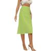 imageLYANER Womens Satin Silk High Waist Side Zipper Up Ruffle Hem Flared Midi SkirtLight Green