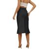 imageLYANER Womens Satin Silk High Waist Side Zipper Up Ruffle Hem Flared Midi SkirtPure Black