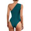 imageLYANER Womens Sexy One Shoulder Ruched Sleeveless Slim Fit Bodysuit Leotard TopLake Blue