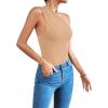 imageLYANER Womens Sexy One Shoulder Ruched Sleeveless Slim Fit Bodysuit Leotard TopLight Khaki