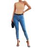 imageLYANER Womens Sexy One Shoulder Ruched Sleeveless Slim Fit Bodysuit Leotard TopLight Khaki