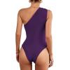 imageLYANER Womens Sexy One Shoulder Ruched Sleeveless Slim Fit Bodysuit Leotard TopPurple